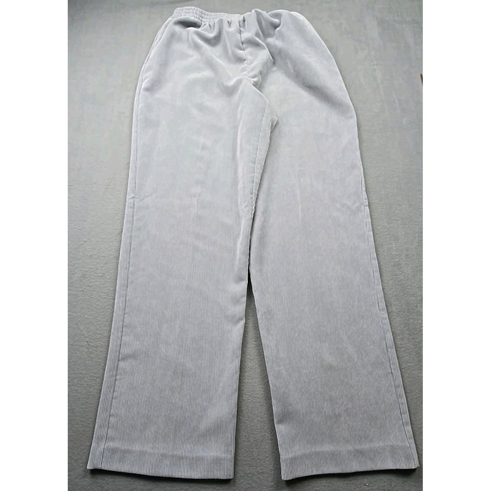 Alfred Dunner Casual Corduroy Pants ~ Sz 12 ~ Gray ~ Elastic Waist ~‎ EUC